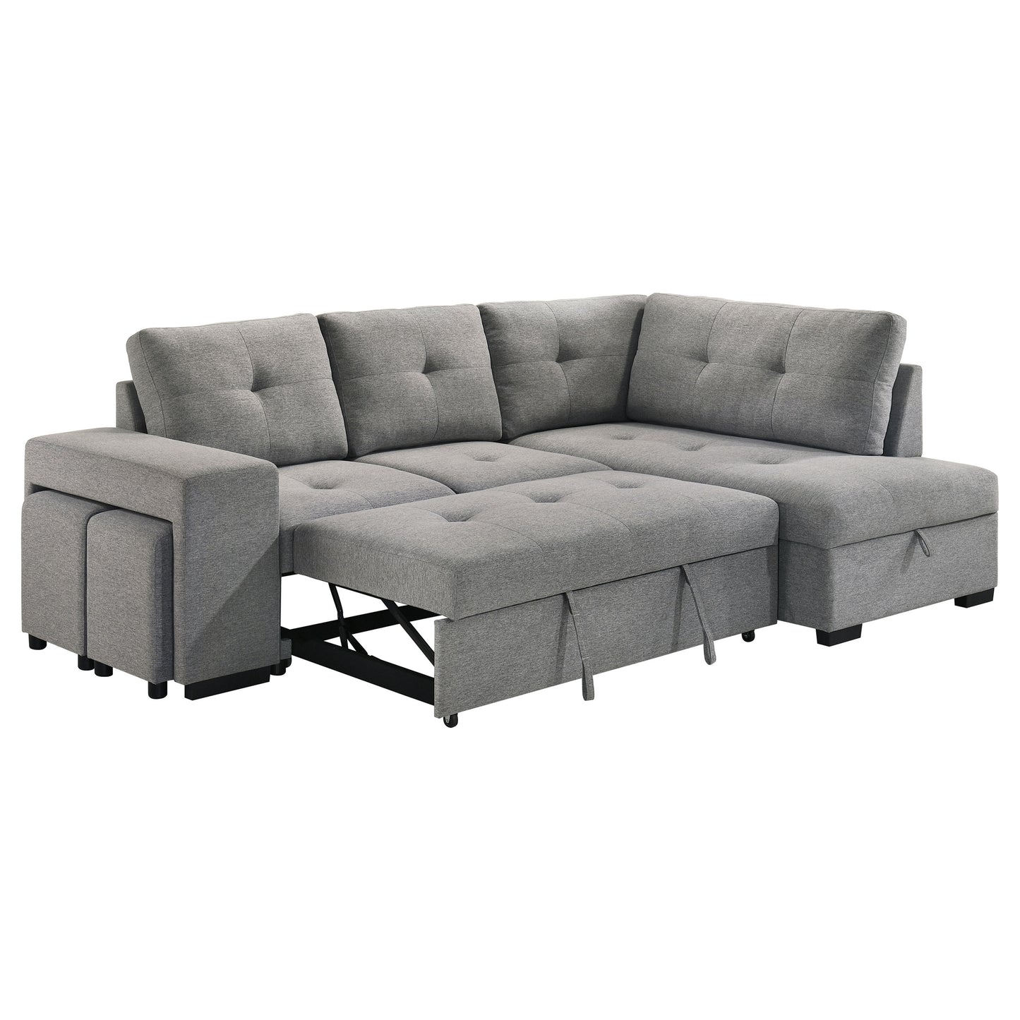 Roanne Fabric Upholstered Sleeper Sectional Sofa Grey
