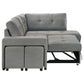 Roanne Fabric Upholstered Sleeper Sectional Sofa Grey