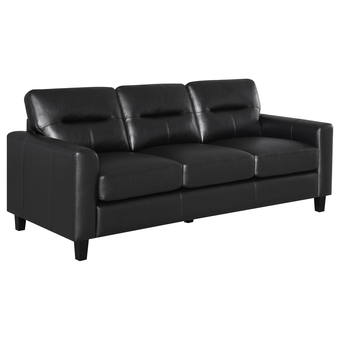 Scotland 2-piece Faux Leather Upholstered Sofa Set Black