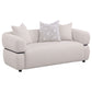 Jeanette 73-inch Fabric Upholstered Round Arm Loveseat Beige