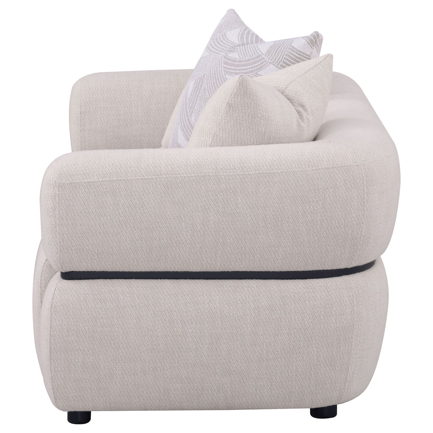 Jeanette 73-inch Fabric Upholstered Round Arm Loveseat Beige