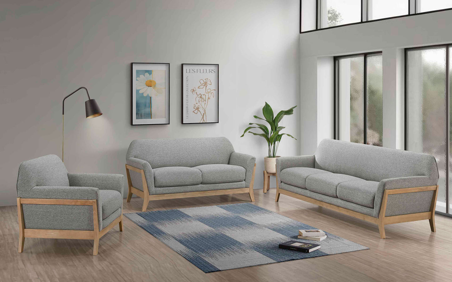 Vaughn Fabric Upholstered Flared Arm Loveseat Grey