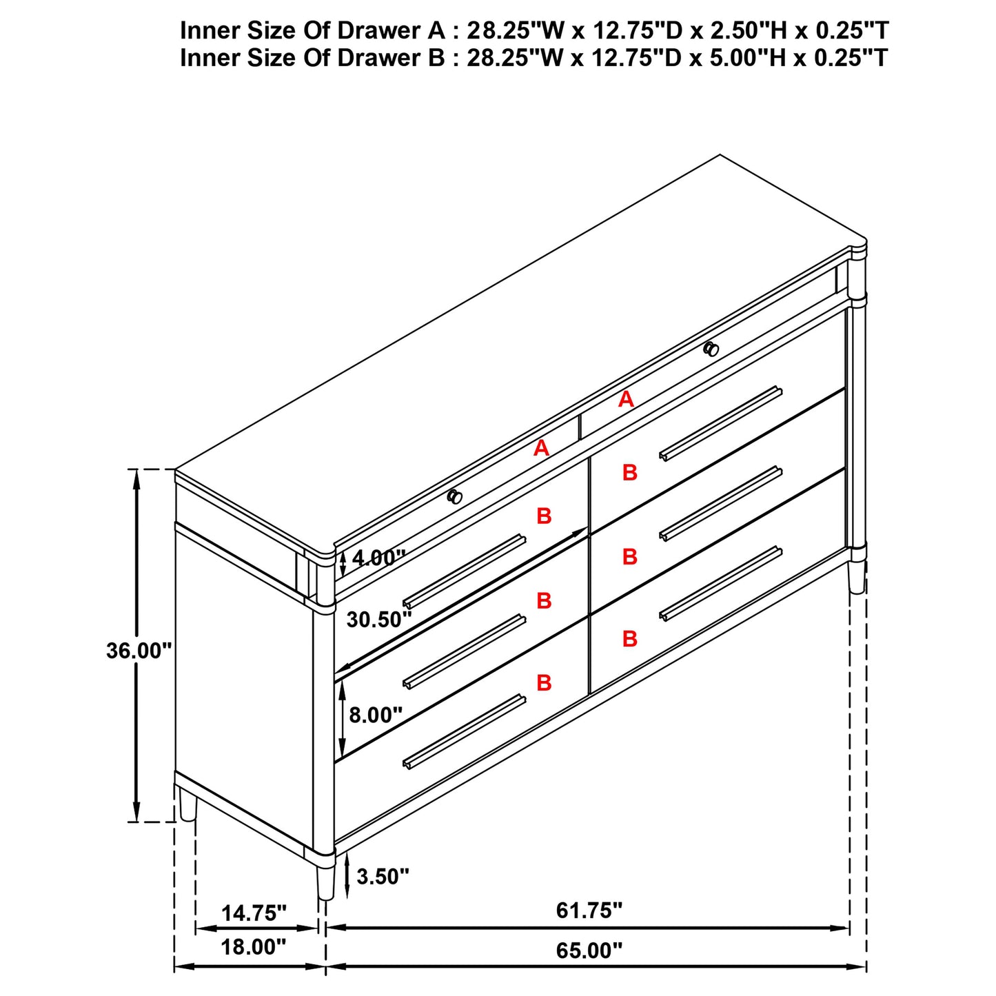 Gracemont 8-drawer Bedroom Dresser Cabinet White
