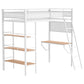 Campus 3-shelf Metal Twin Workstation Loft Bed Matte White