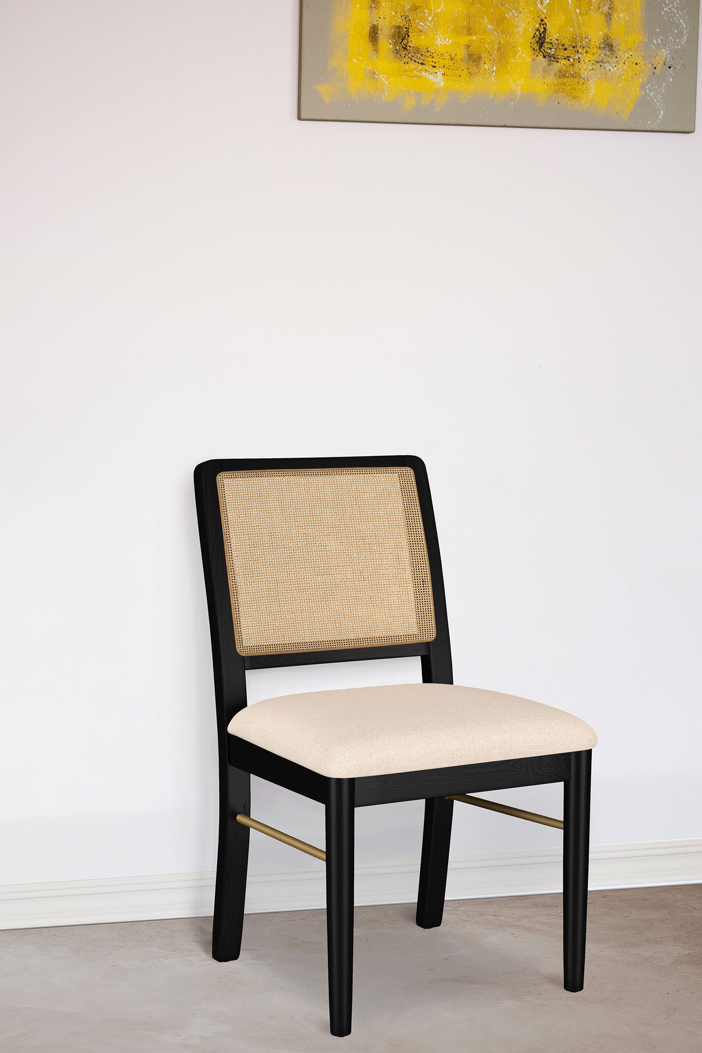 Arini Rattan Cane Dining Side Chair Black (Set of 2)