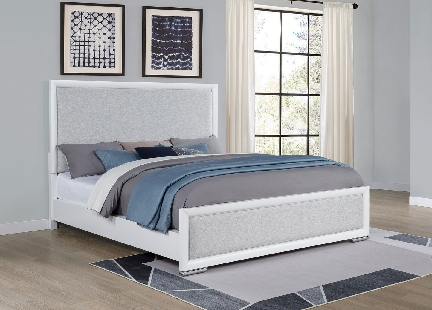 Gracemont 57-inch California King Panel Bed Grey and White
