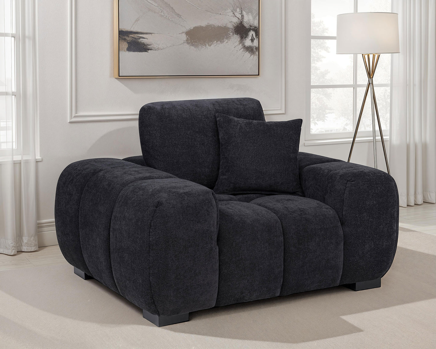 Octavia Upholstered Track Arm Accent Chair Black