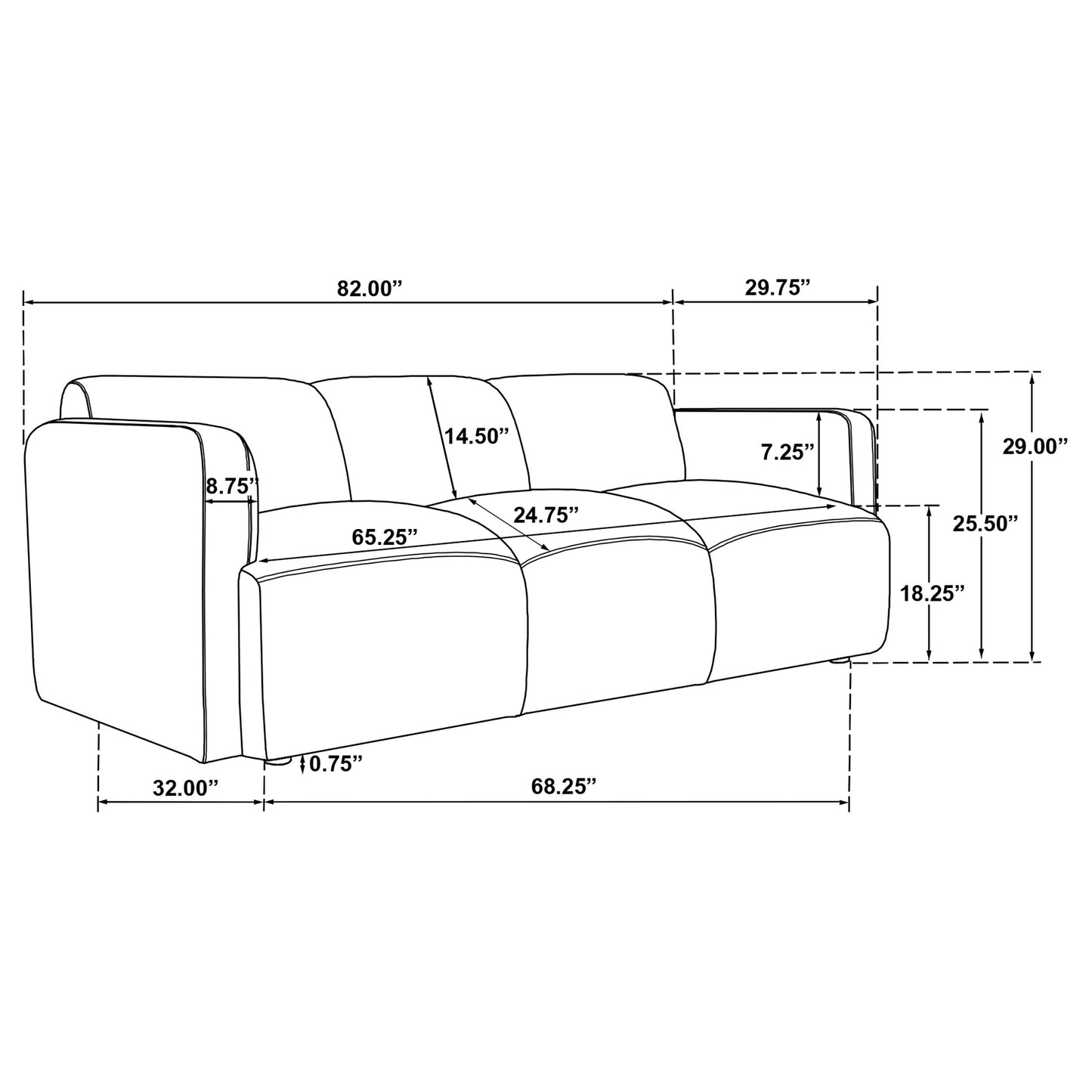 Dorset 3-piece Upholstered Round Track Arm Sofa Set Brown