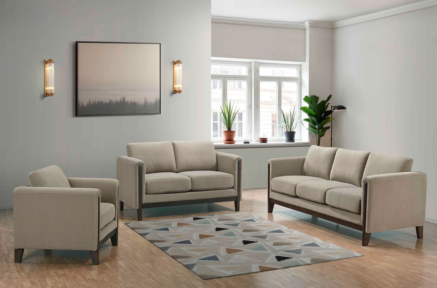 Islington Fabric Upholstered Panel Arm Accent Chair Taupe