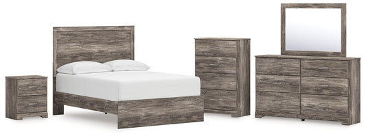 Ralinksi Full Panel Bed with Mirrored Dresser, Chest and Nightstand