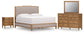 Sharlance King Upholstered Panel Bed with Mirrored Dresser and Nightstand