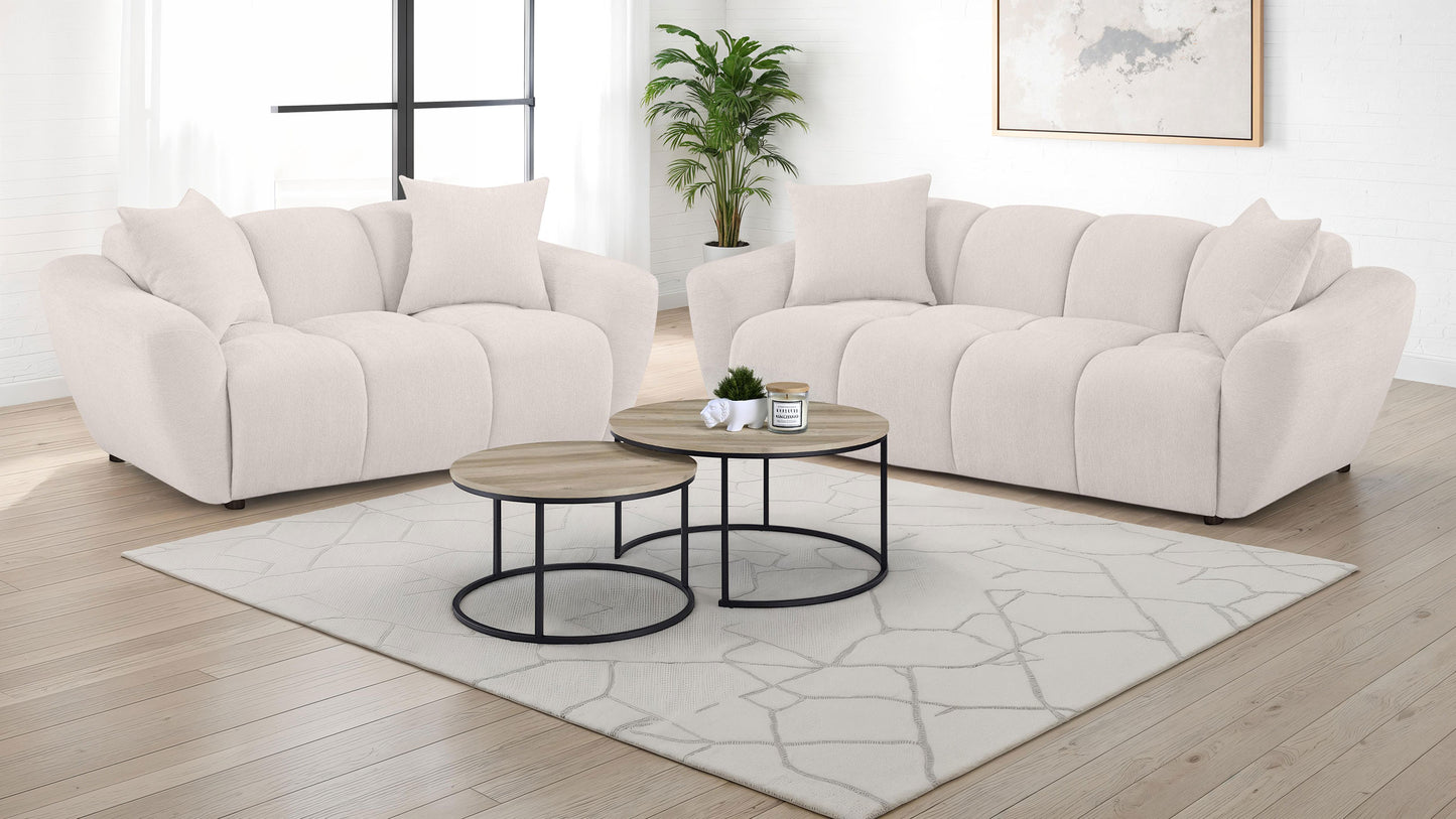 Destino Chenille Upholstered Splayed Arm Loveseat Greige