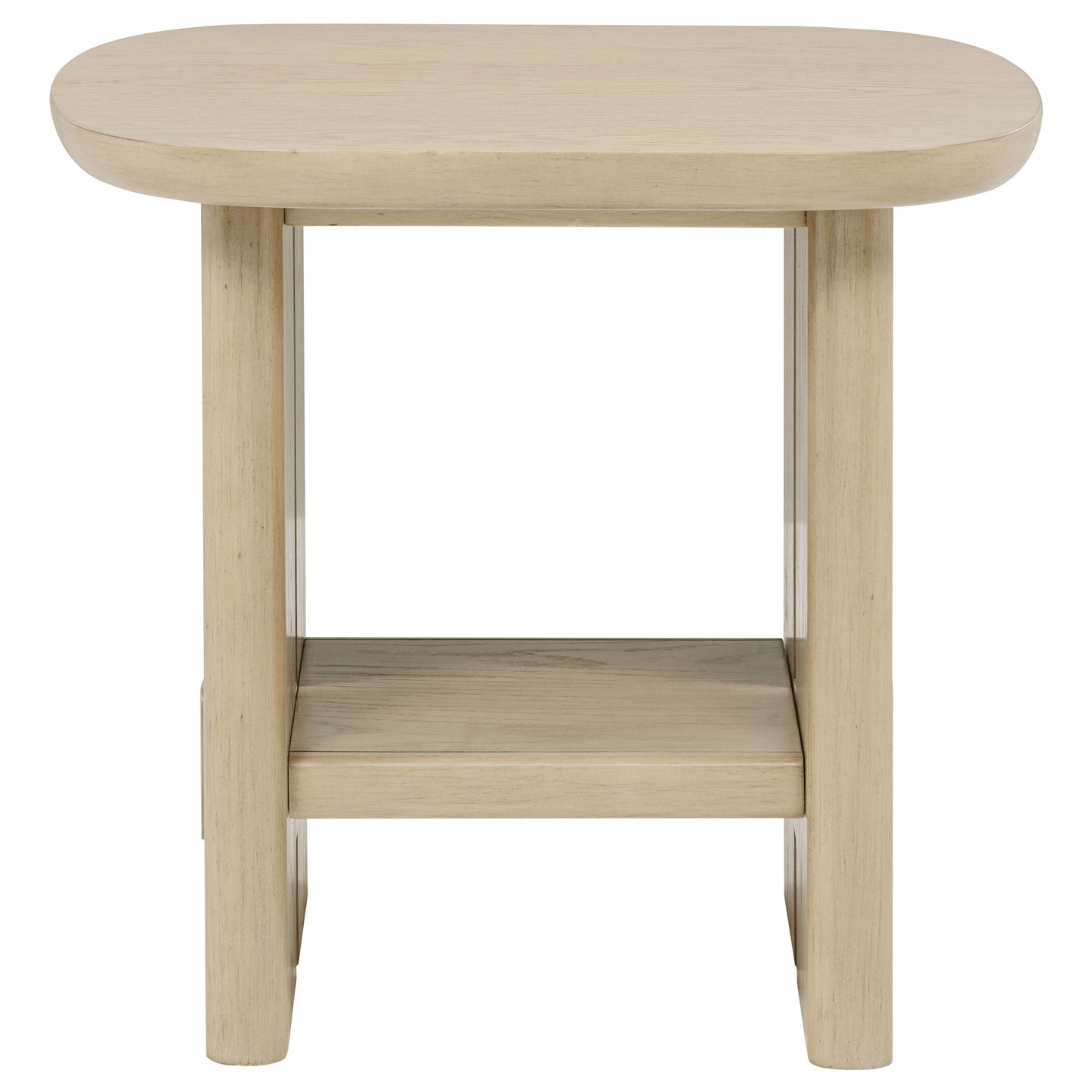 Kailani Coastal Square End Side Table with Shelf Beige Oak