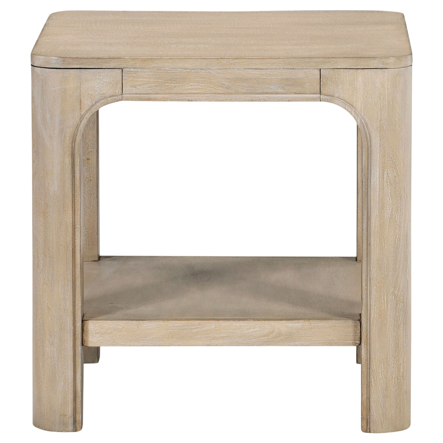 Solano Square Wood Side End Table with Shelf Weathered Mango