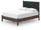 Pamytta Queen Upholstered Panel Platform Bed, Dresser and Mirror