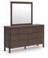 Pamytta King Upholstered Panel Bed, Dresser and Mirror