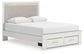 Zuraleus Queen Upholstered Panel Platform Storage Bed, Dresser and Mirror