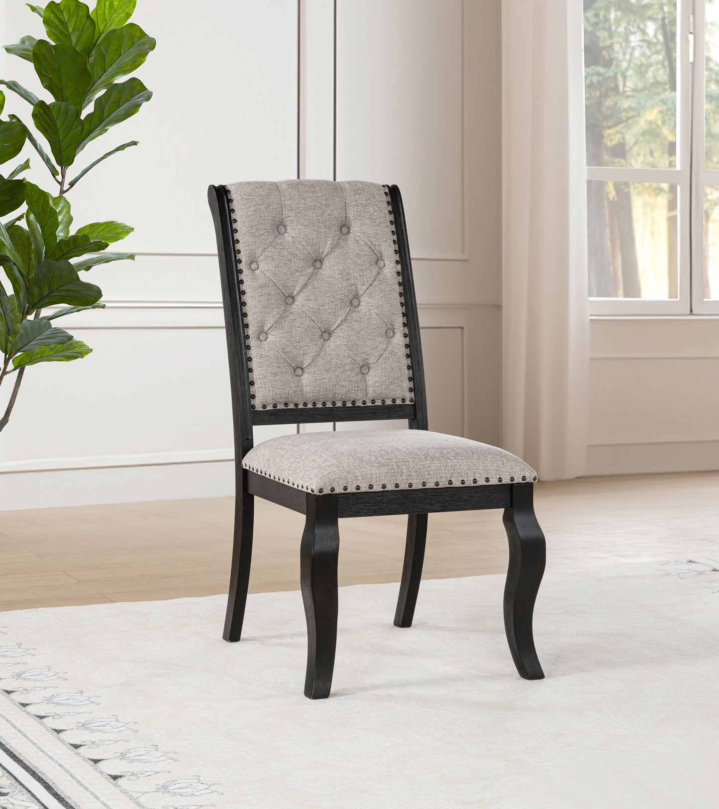 Phelps Upholstered Dining Side Chair Tobacco and Distressed Noir