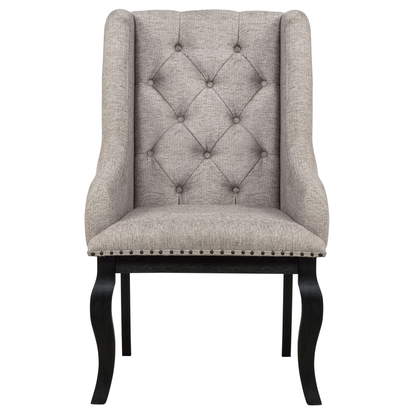 Phelps Upholstered Dining Arm Chair Tobacco and Distressed Noir