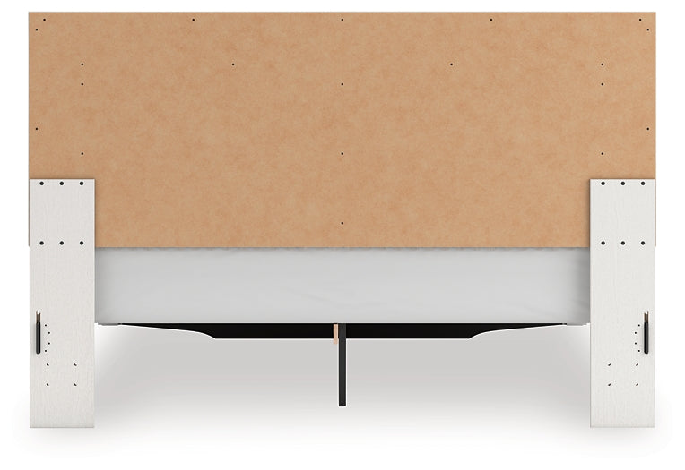 Zuraleus King Upholstered Panel Platform Storage Bed, Dresser, Mirror and Nightstand