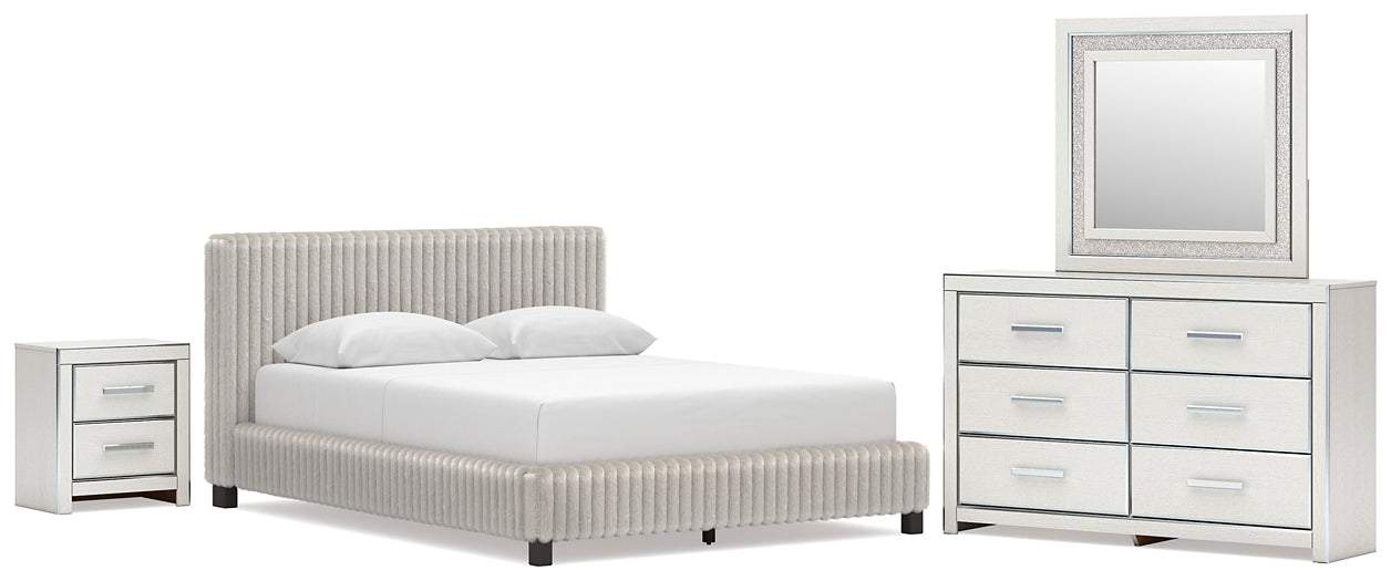 Zuraleus Queen Upholstered Bed, Dresser, Mirror and Nightstand