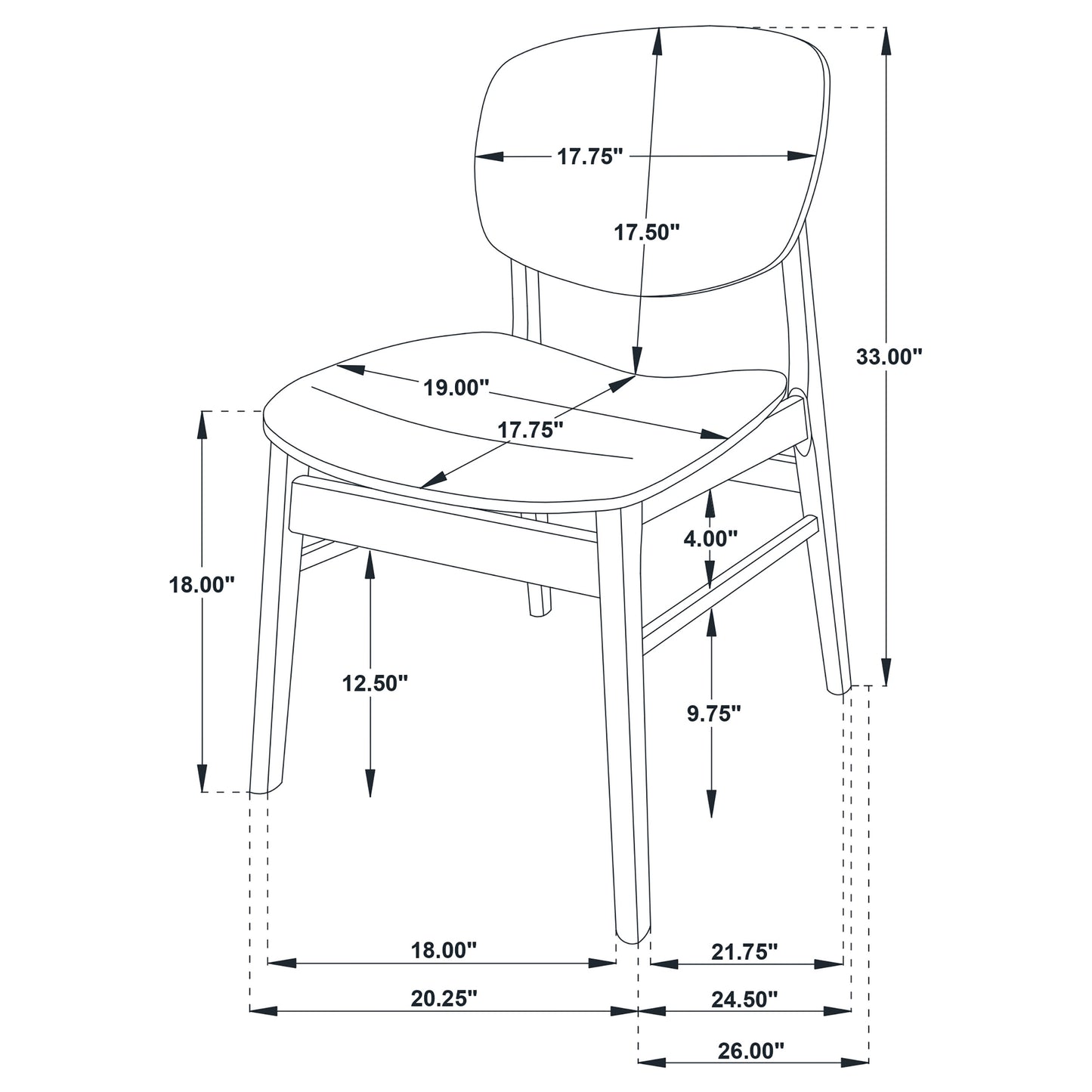 Benford Dining Side Chair Wood Seat Dark Brown (Set of 2)