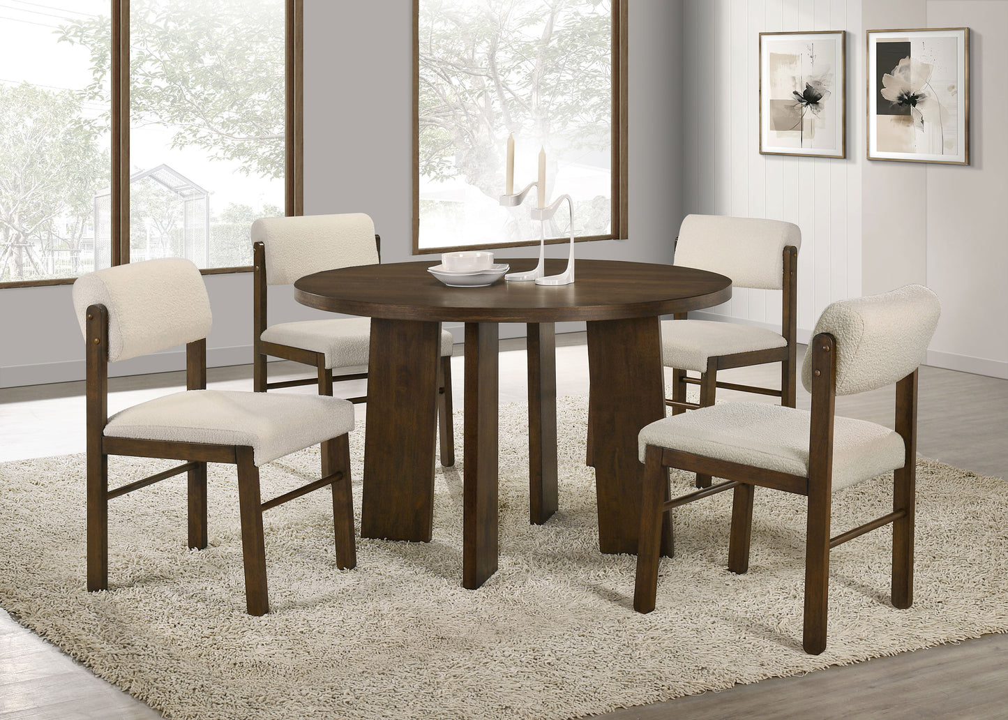 Strouse 5-piece Dining Set Cream and Walnut