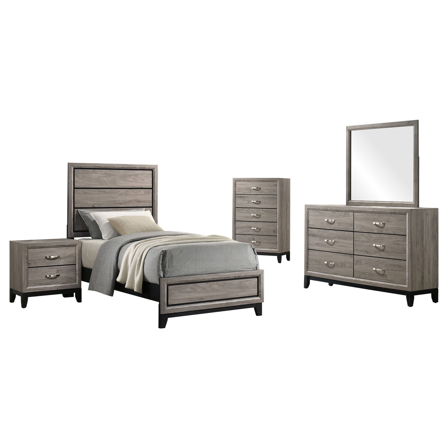 Watson Five-piece Twin Bedroom Set Light Taupe