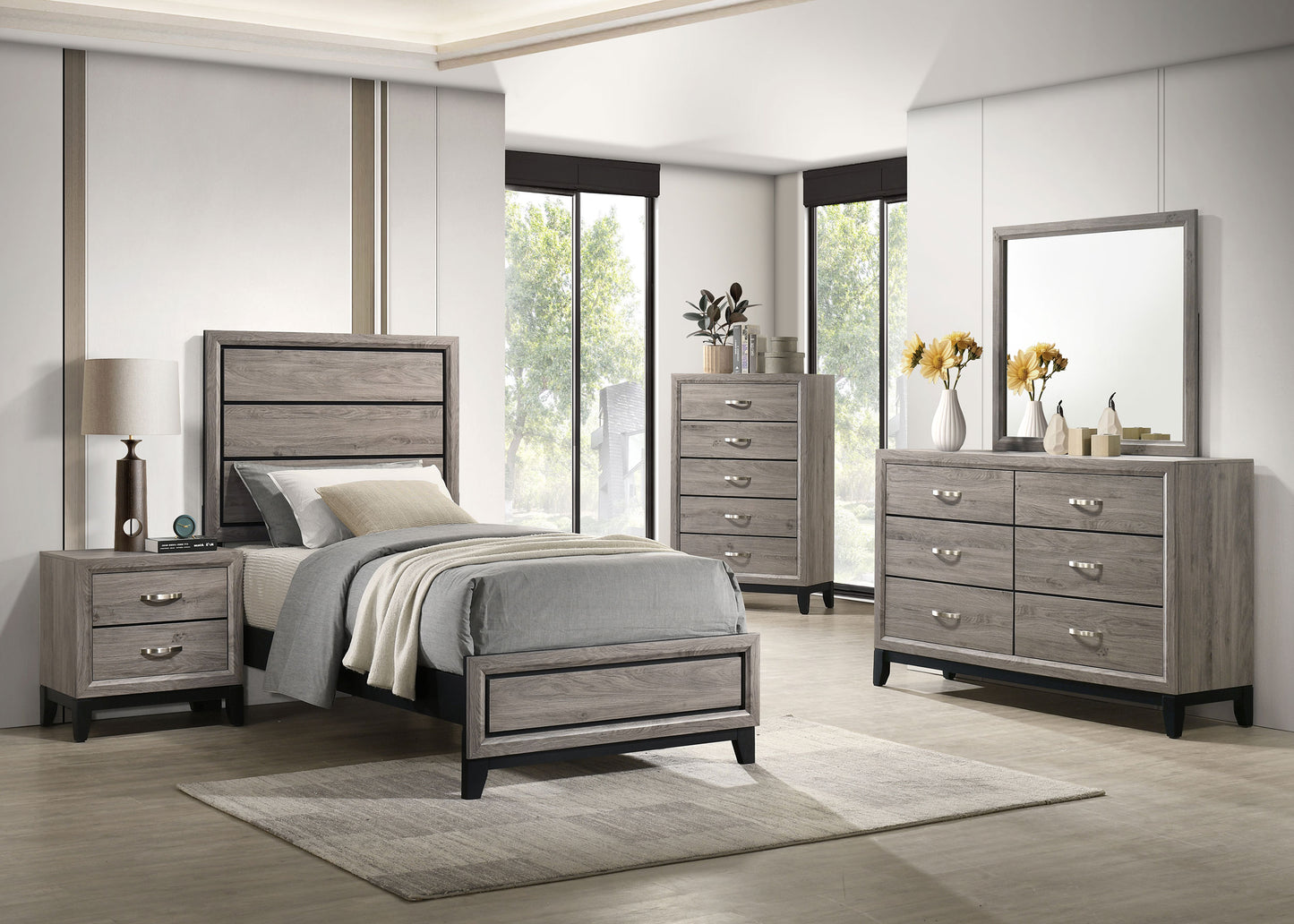 Watson Five-piece Twin Bedroom Set Light Taupe