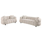 Whitney 2-Piece Contemporary Channel Tufted Woven Fabric Sofa Set Pebble