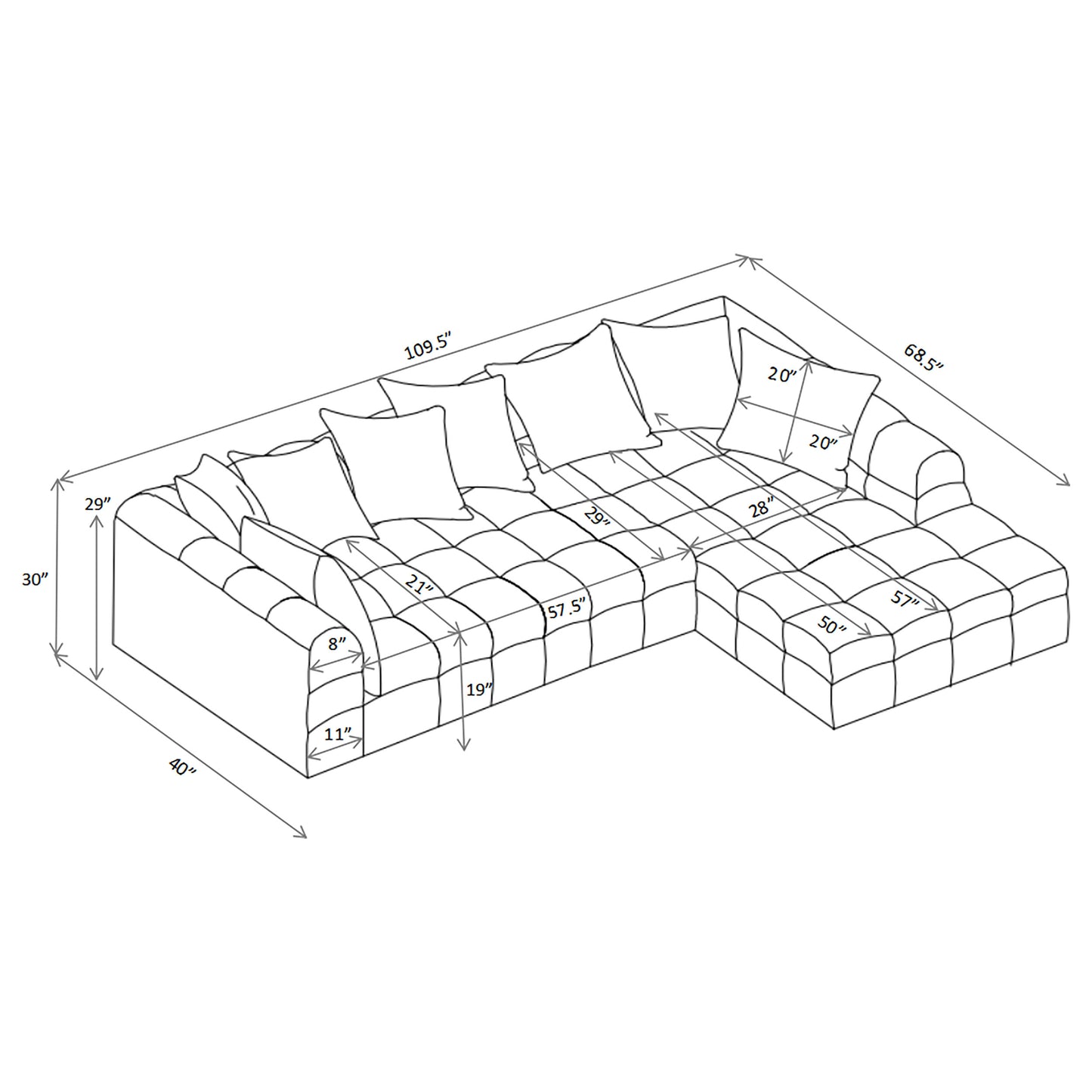 Amara 2-Piece Upholstered Sectional Sofa