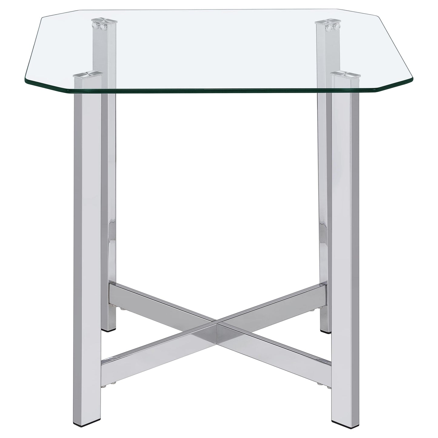 Cronin Square Tempered Glass Top Side End Table Chrome