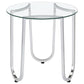 Beller Round Tempered Glass Top End Side Table Chrome