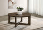 Kessler Round Sculptural Wood Coffee Table Brown