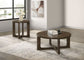 Kessler 2-piece Round Sculptural Wood Coffee Table Set Brown