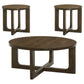 Kessler 3-piece Round Sculptural Wood Coffee Table Set Brown