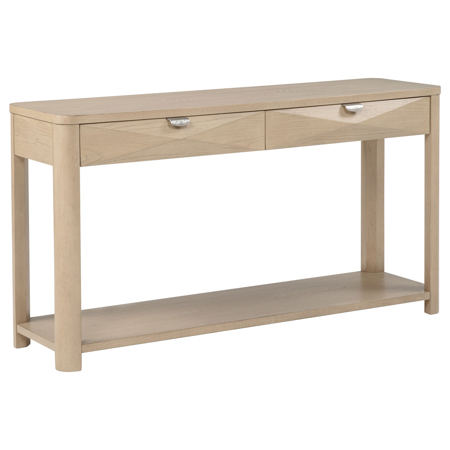 Marcelo Sofa Console Table with 2 Drawers and Shelf Light Elm