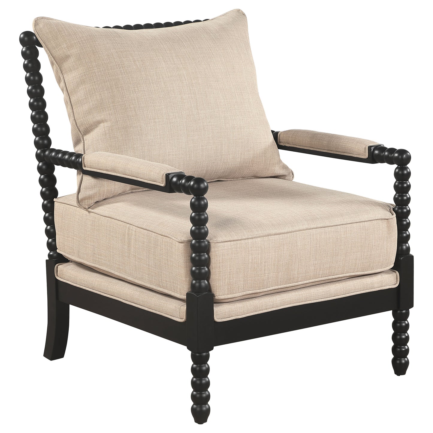 Blanchett Upholstered Bobbin Accent Chair Beige and Black