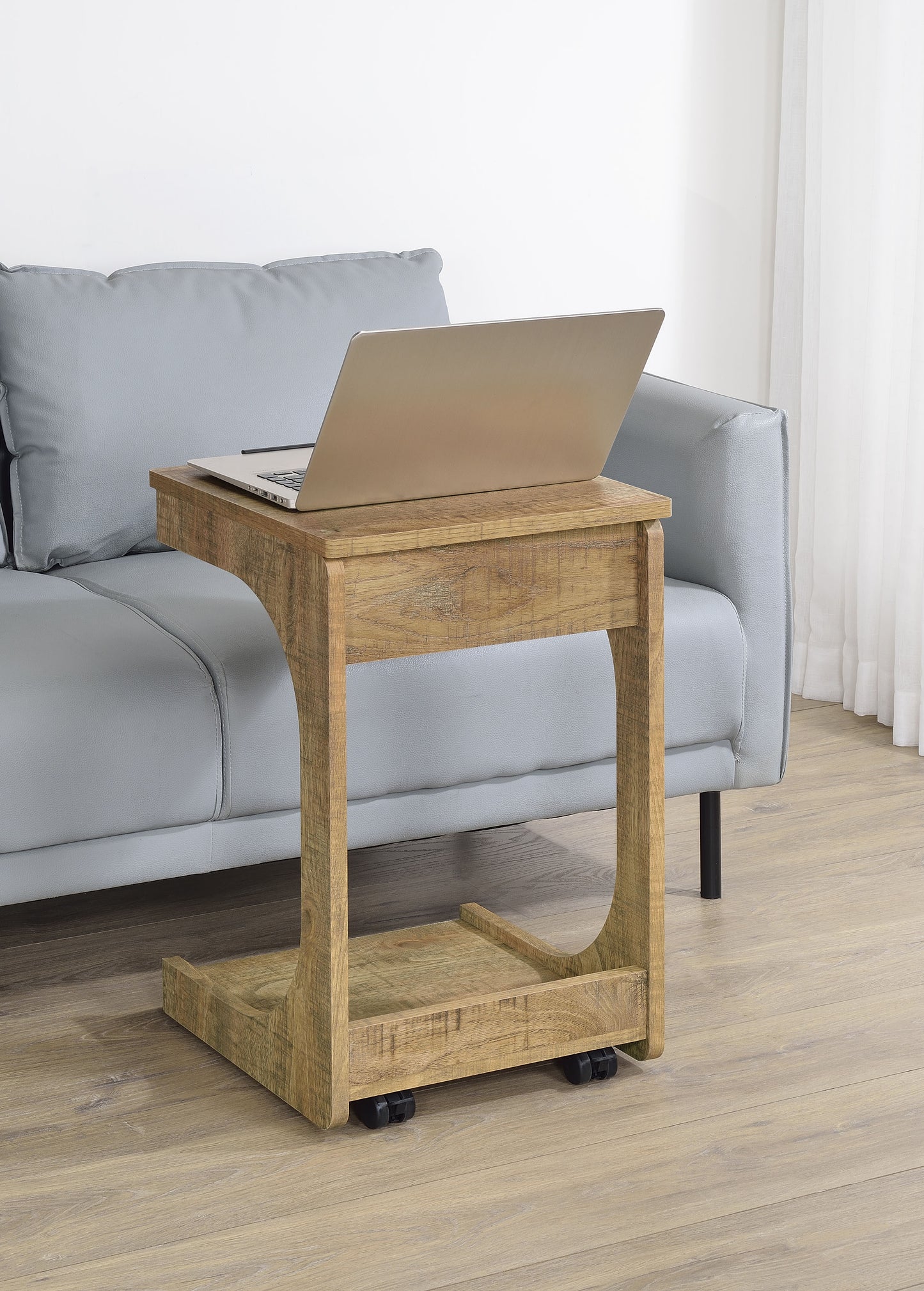 Ralston C-Shaped Lift-Top Sofa Side Table With Casters Mango