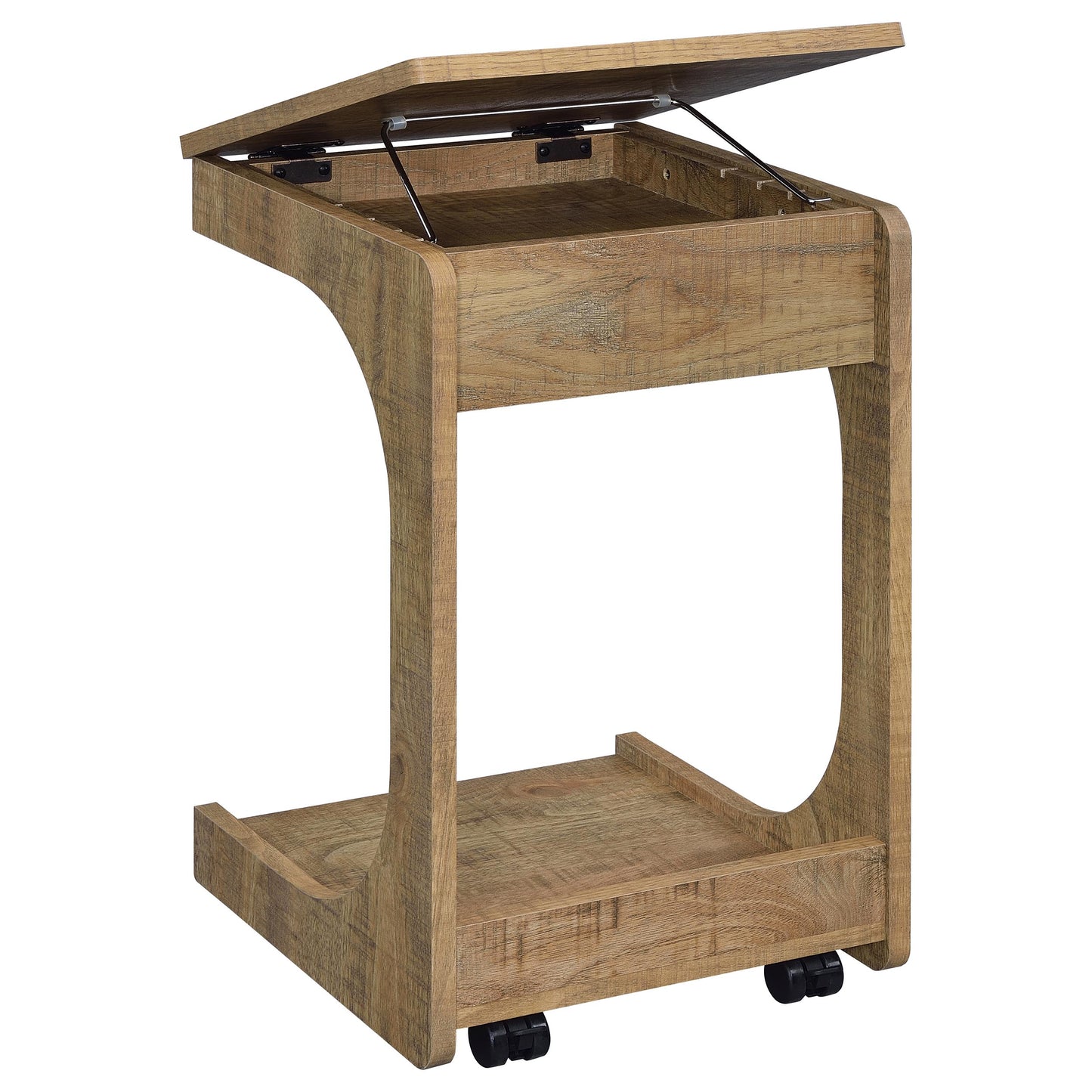 Ralston C-Shaped Lift-Top Sofa Side Table With Casters Mango