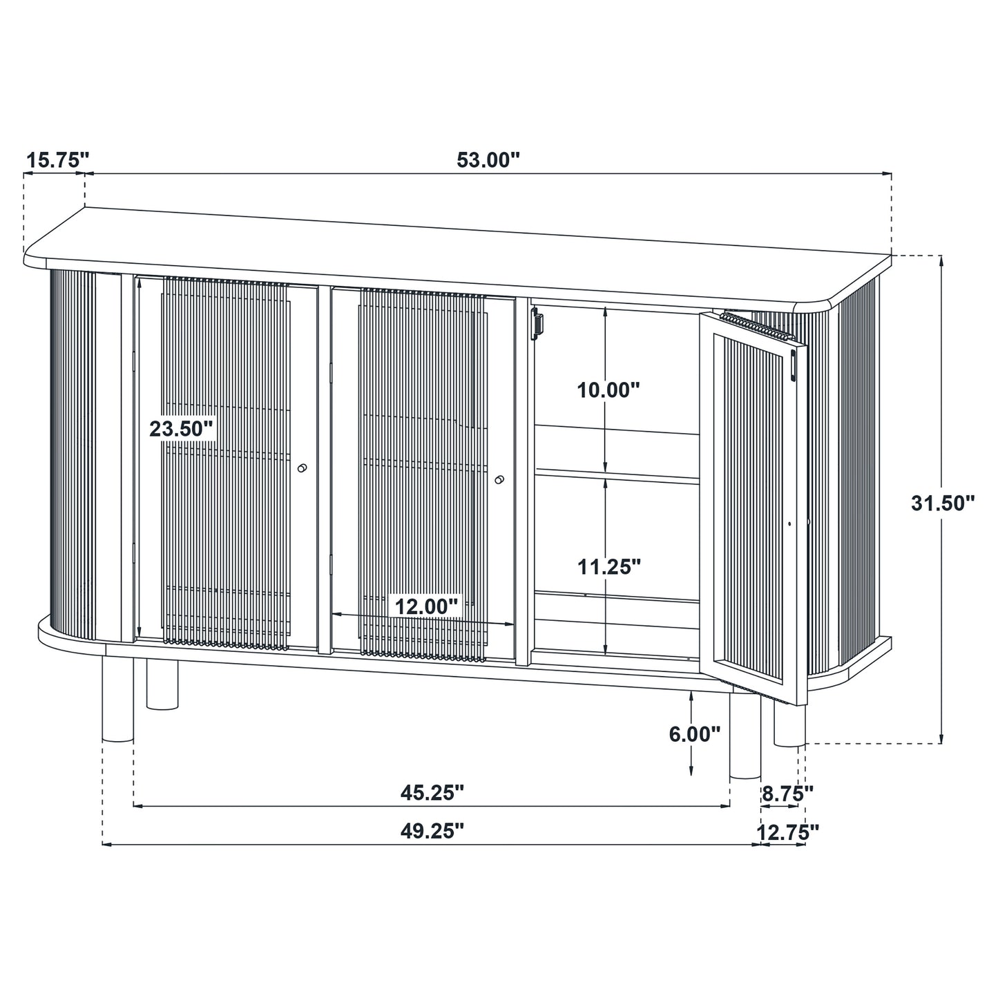 Ervine 3-Door Rope Panel Sideboard Accent Storage Cabinet Natural