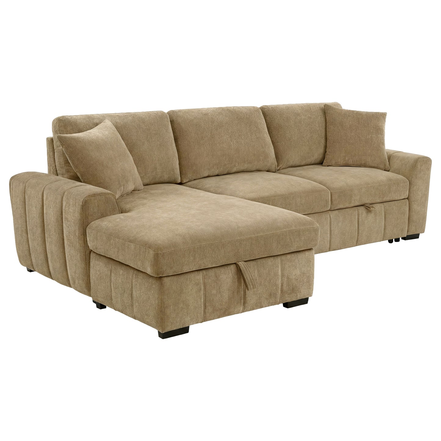 Pastrana Upholstered Sleeper Sectional Sofa LAF Chaise Camel