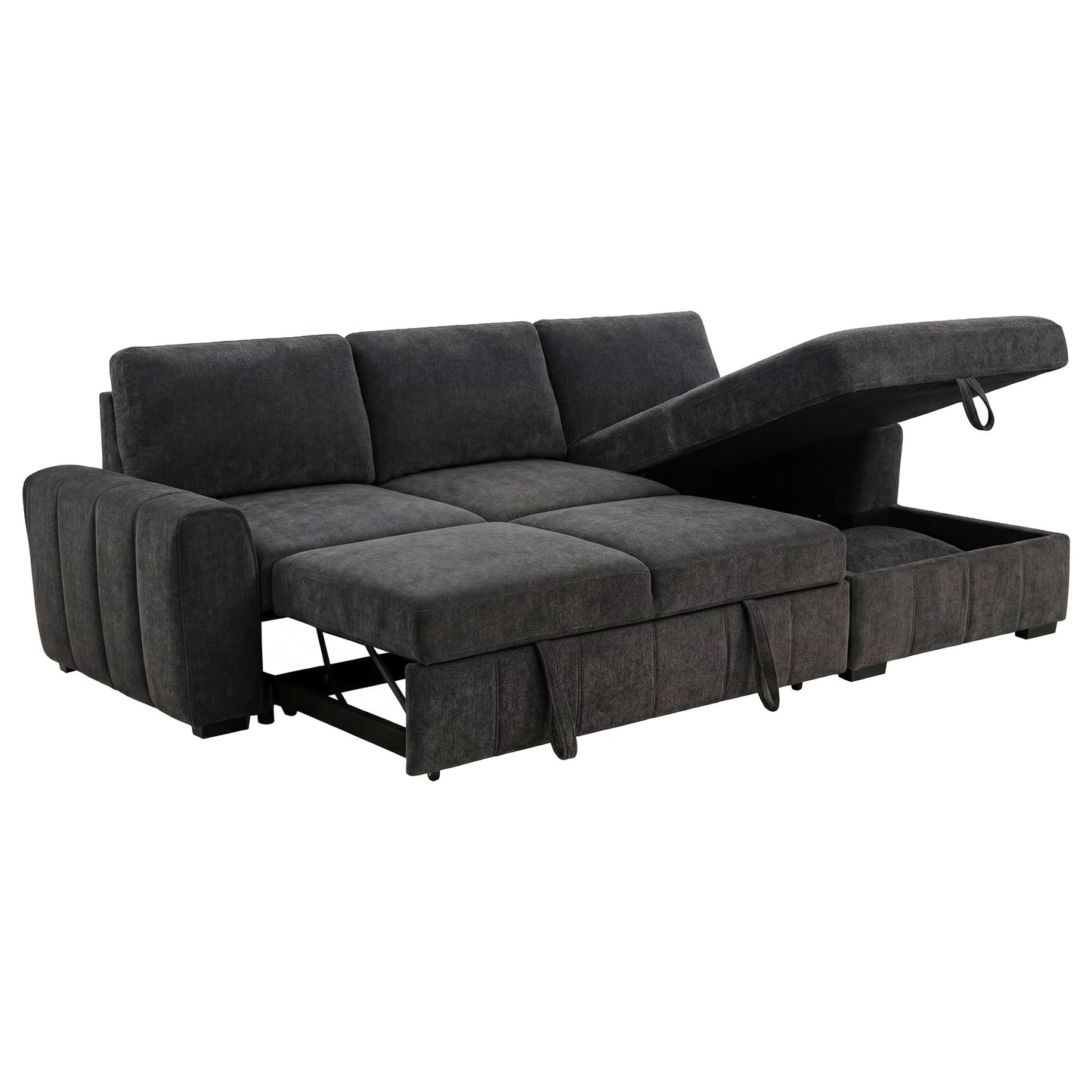 Pastrana Upholstered Sleeper Sectional Sofa RAF Chaise Grey