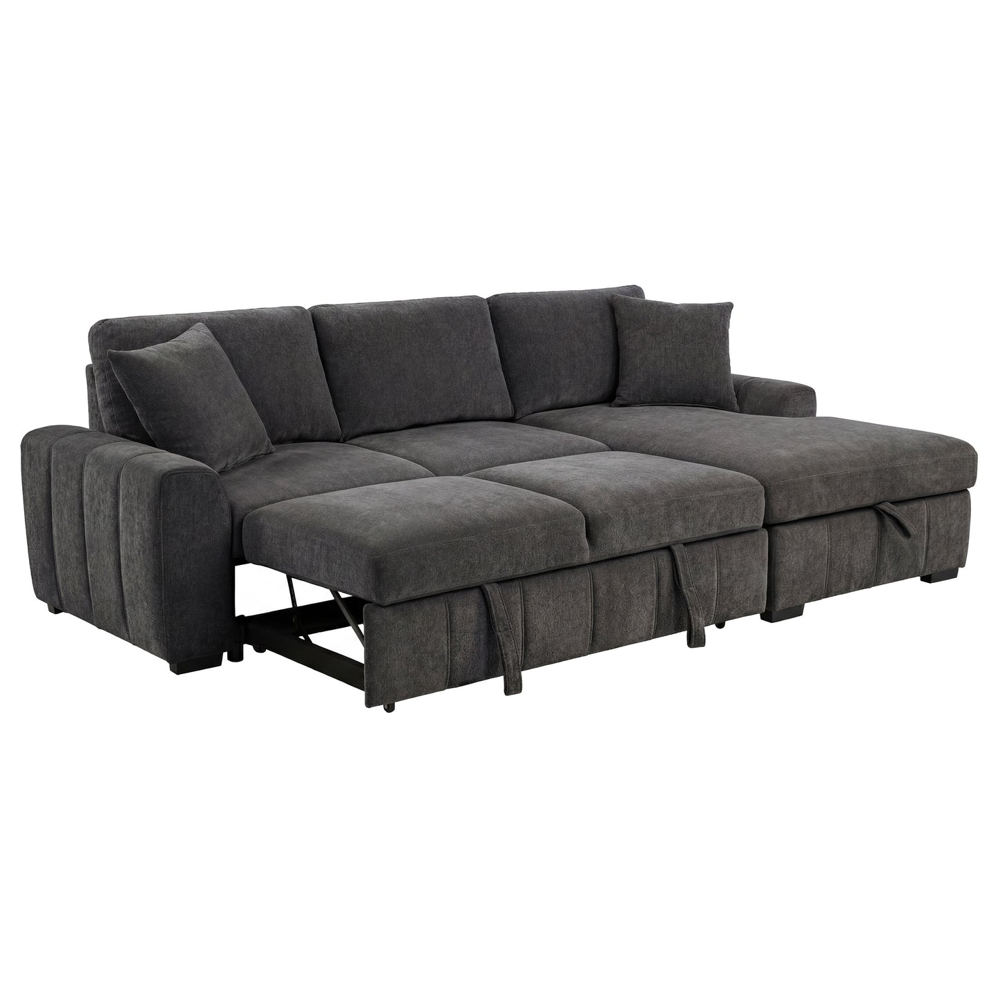Pastrana Upholstered Sleeper Sectional Sofa RAF Chaise Grey