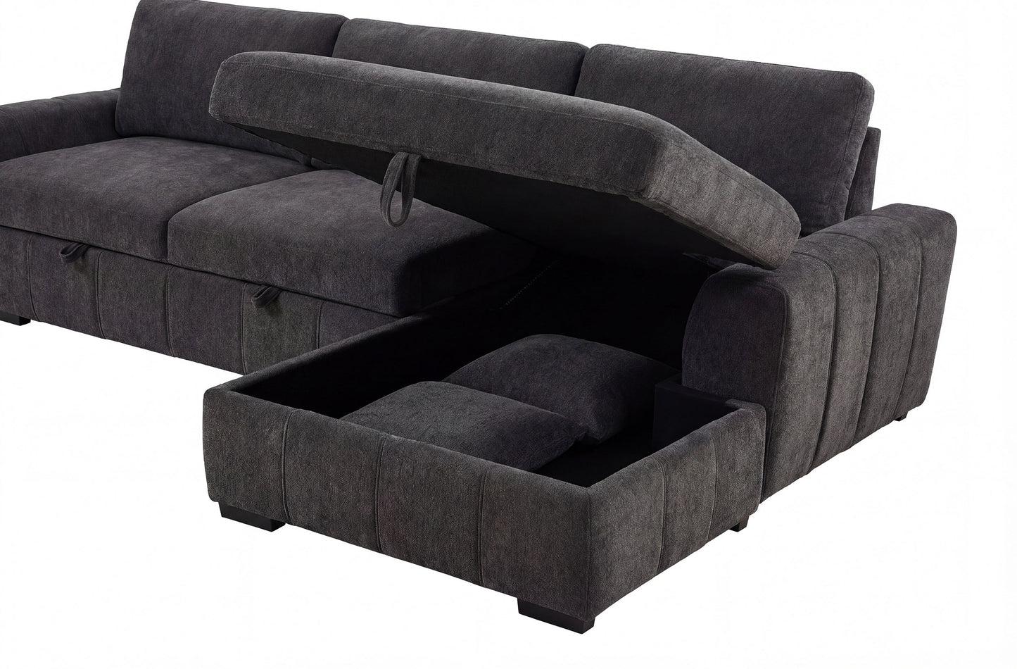 Pastrana Upholstered Sleeper Sectional Sofa RAF Chaise Grey