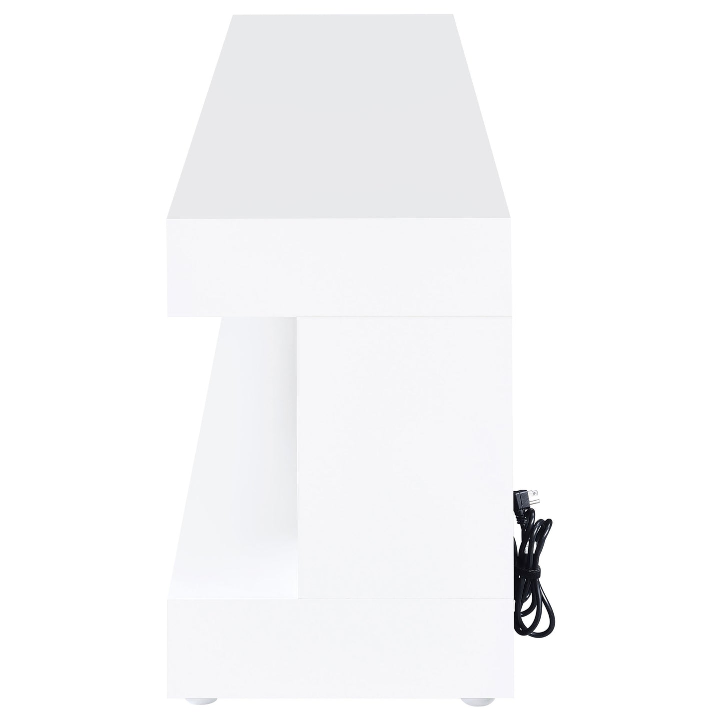 Mallory TV Stand Fireplace Console Bluetooth Speaker White High Gloss