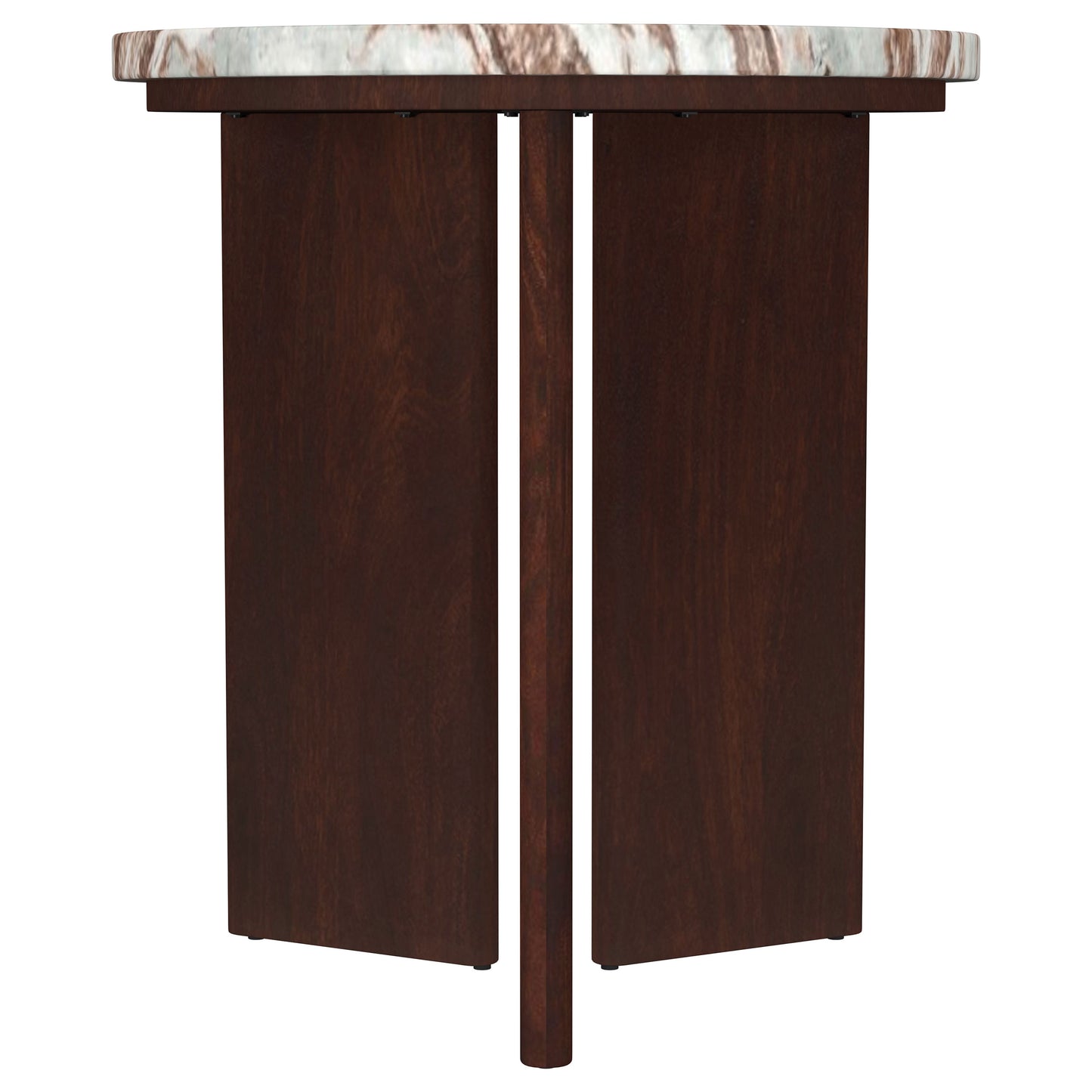 Jenna 2-piece Round Marble Top Coffee Table Set Brown