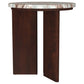 Jenna 2-piece Round Marble Top Coffee Table Set Brown