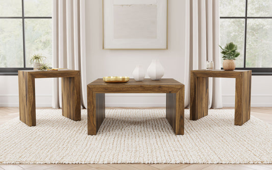 Odilia 3-piece Solid Wood Coffee and End Table Set Auburn