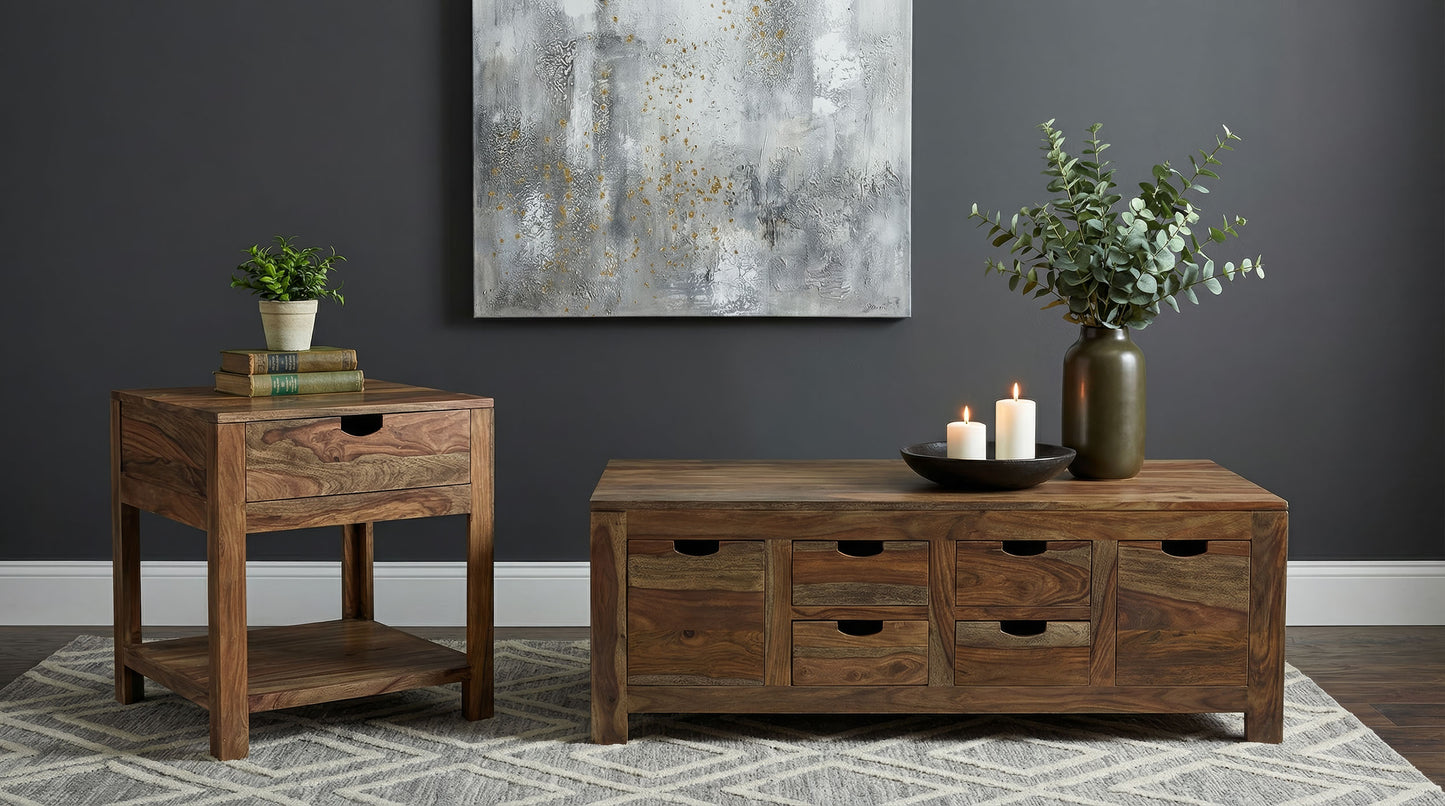 Esther 6-drawer Solid Wood Coffee Table Natural Sheesham